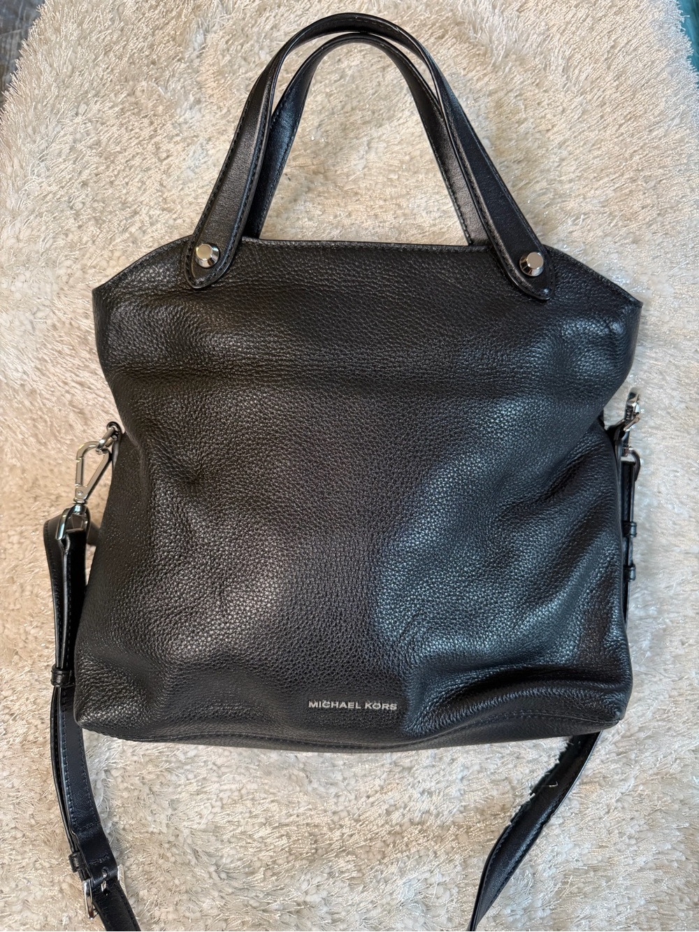 Michael Kors Black Pebbled Leather Shoulder Tote